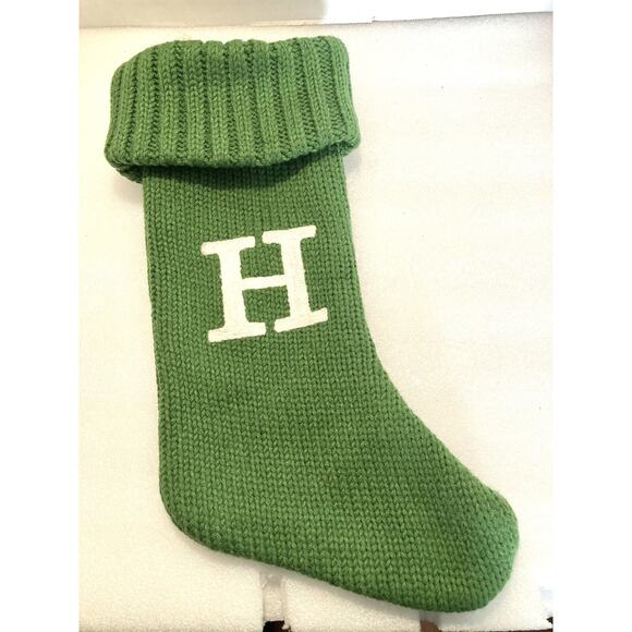Letter Initial Monogram H Green Holiday Knit Stocking Xmas Target Wondershop - Picture 1 of 7